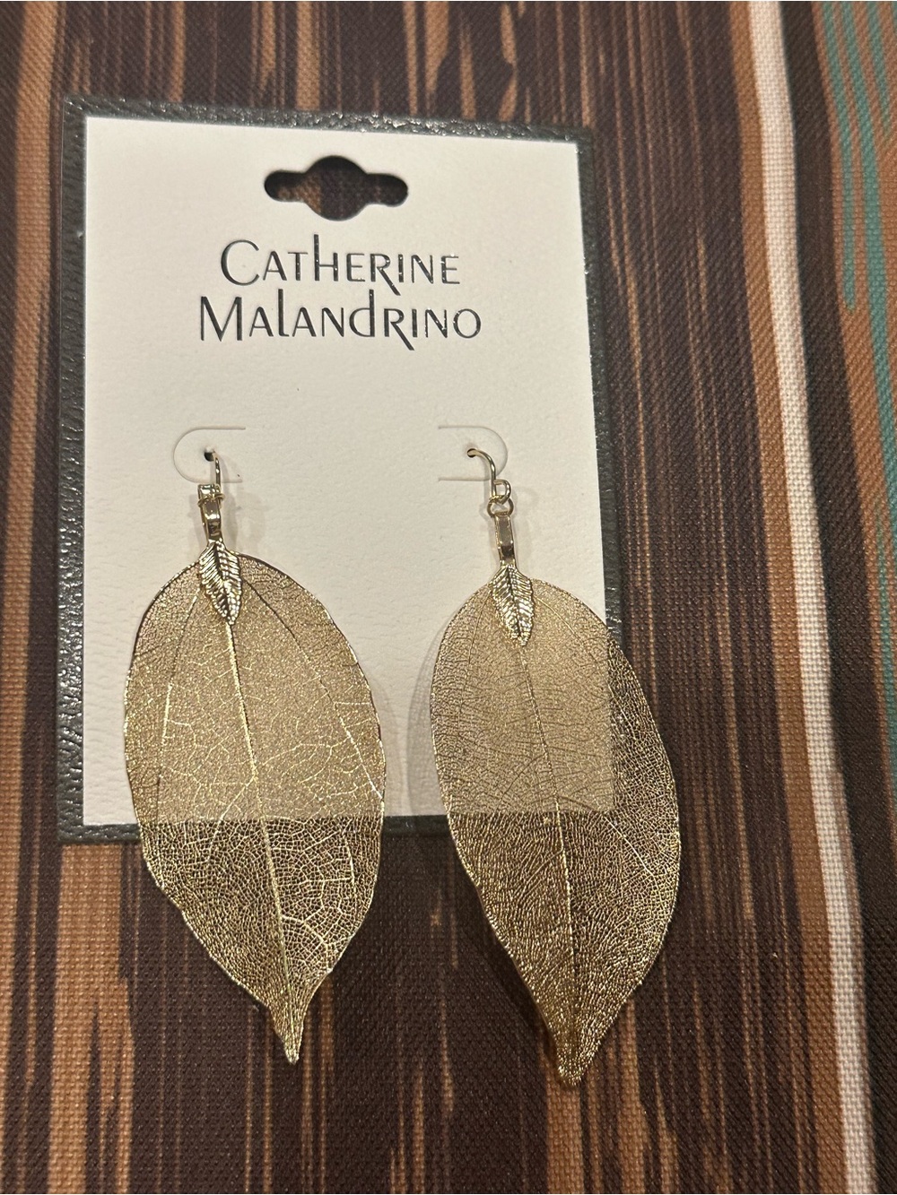 Catherine Malandrino Gold Leaf Dangle Lightweight Leaf Shaped Drop Earrings